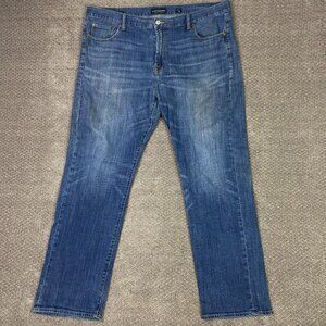 Lucky Brand 181 Relaxed Straight Jeans Men's 42 x 34 Measures 45 Blue Stretch